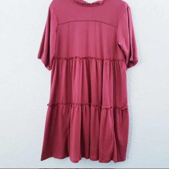 Knox Rose Red Short Sleeve Babydoll Dress M - Picture 10 of 11